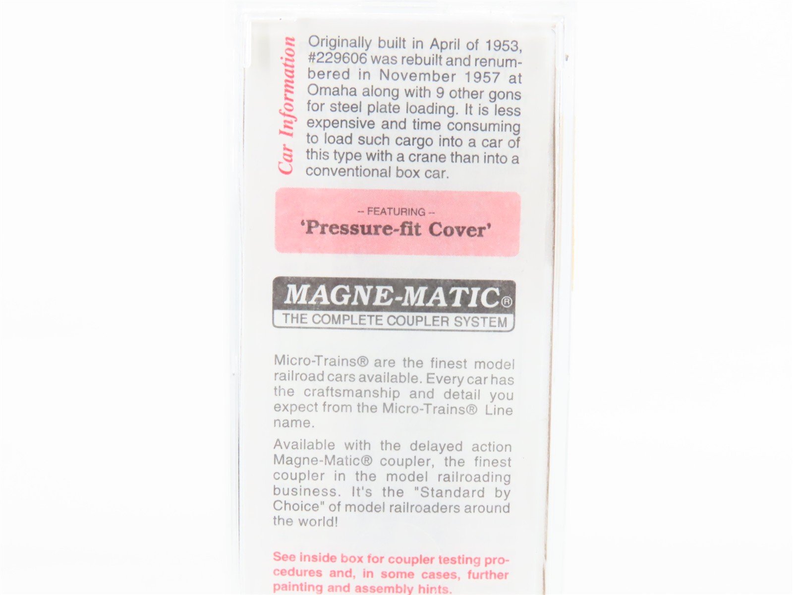 N Scale Micro-Trains MTL 106020 UP Union Pacific 50' Covered Gondola #229606