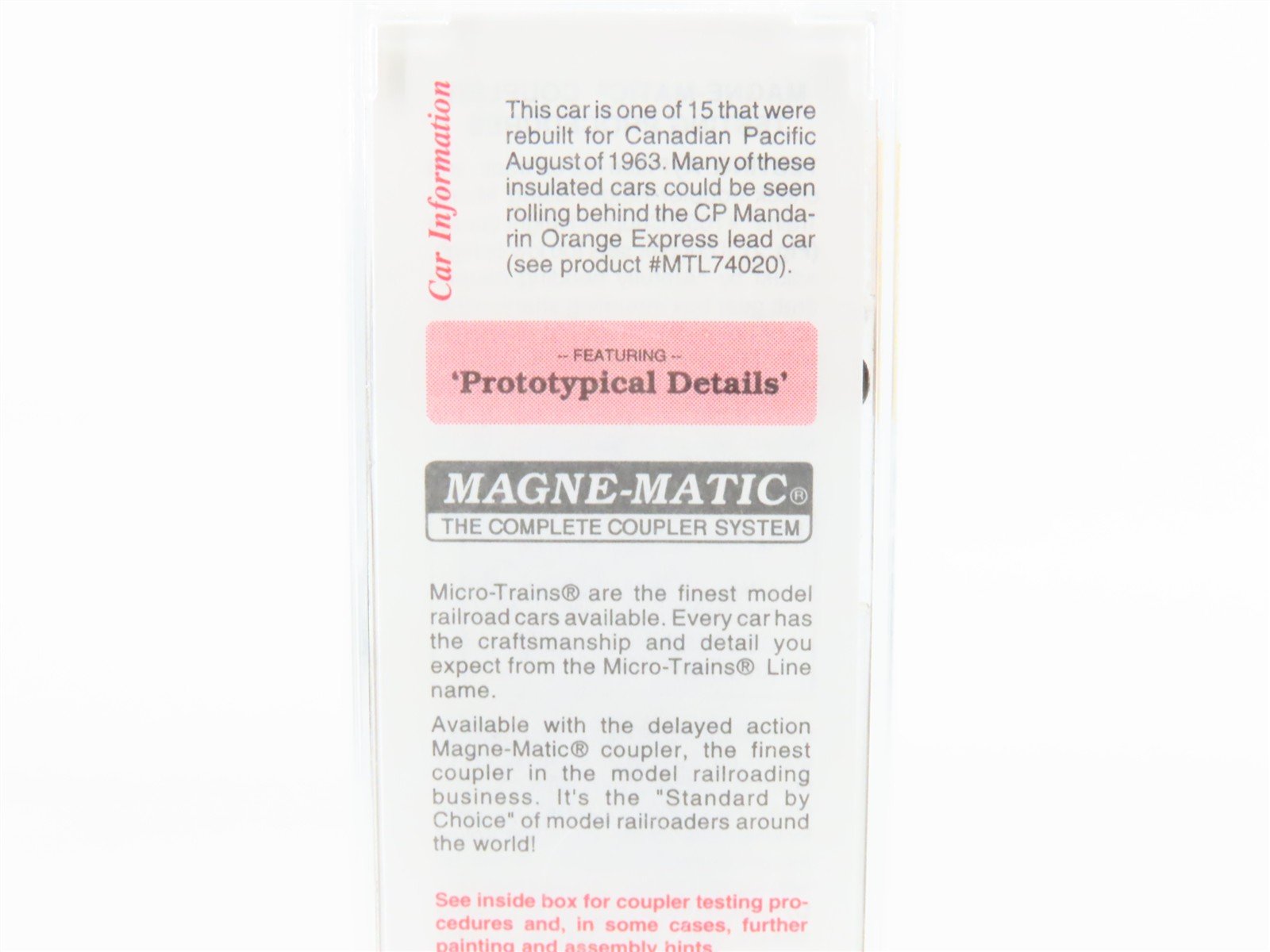 N Scale Micro-Trains MTL 74040/3 CP Canadian Pacific 40' Box Car #285605