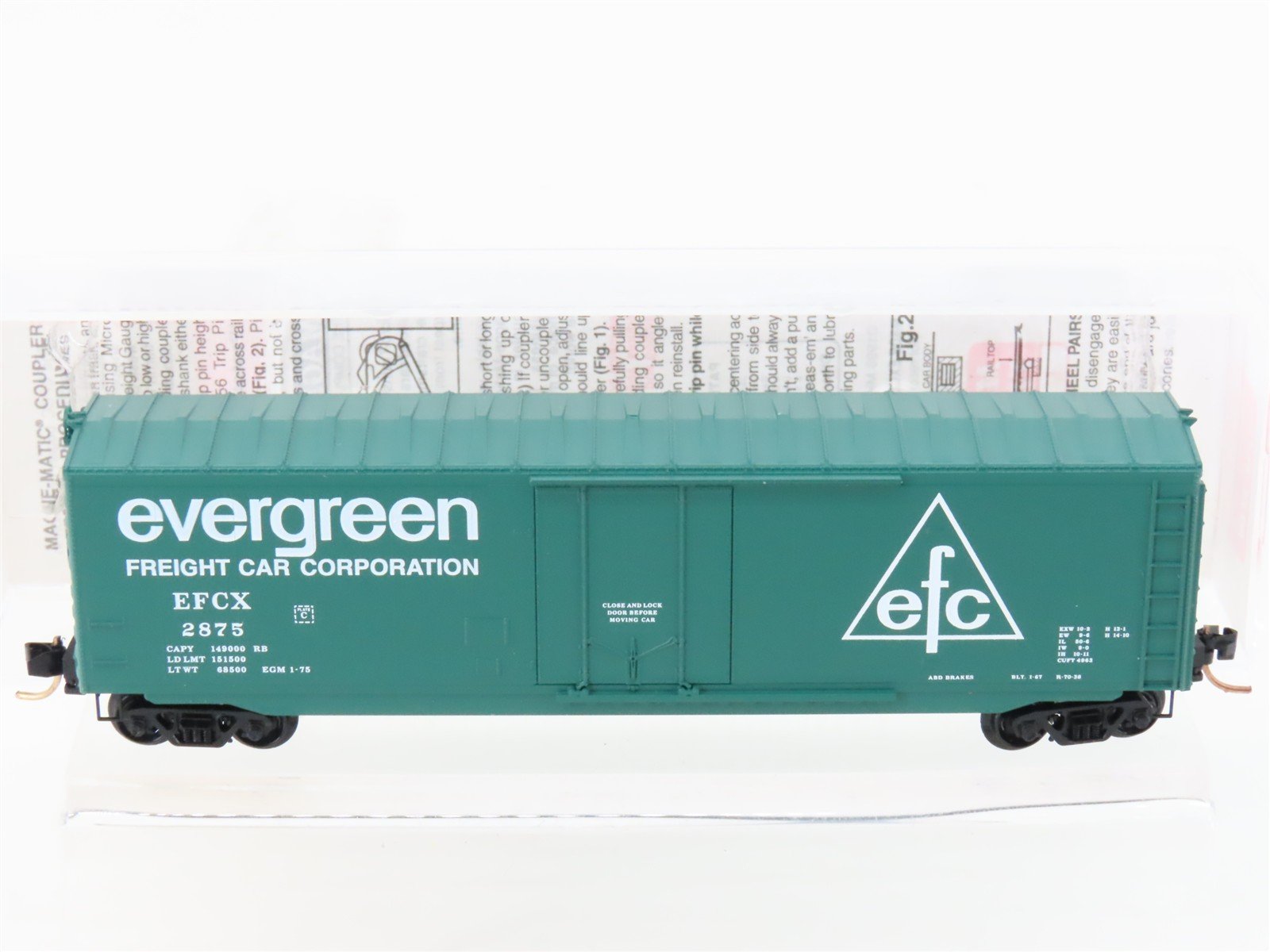 N Scale Micro-Trains MTL 38260 EFCX Evergreen Freight Car Corp 50' Box Car #2875