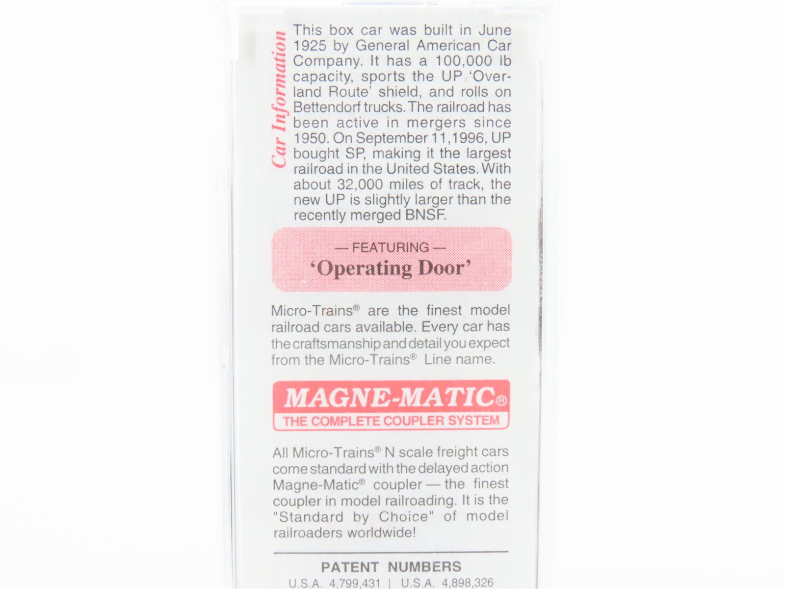 N Scale Micro-Trains MTL 39210 UP Union Pacific 40' Wood Box Car #100744