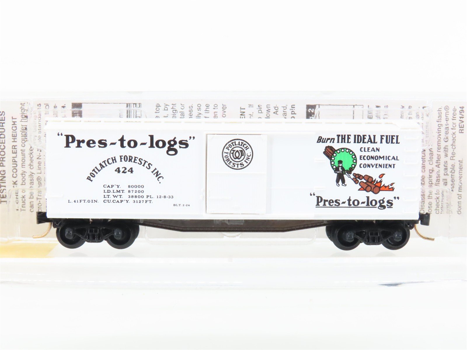 N Scale Micro-Trains MTL 42060 Potlatch Lumber Co. 40' Single Door Box Car #424