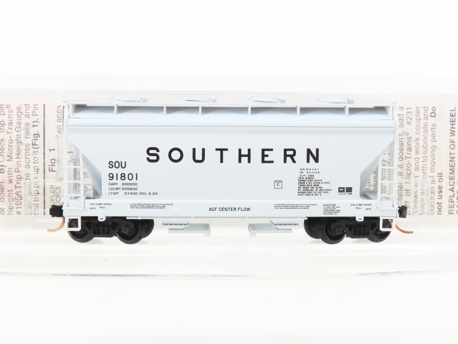 N Scale Micro-Trains MTL 92120 SOU Southern 2-Bay Covered Hopper #91801