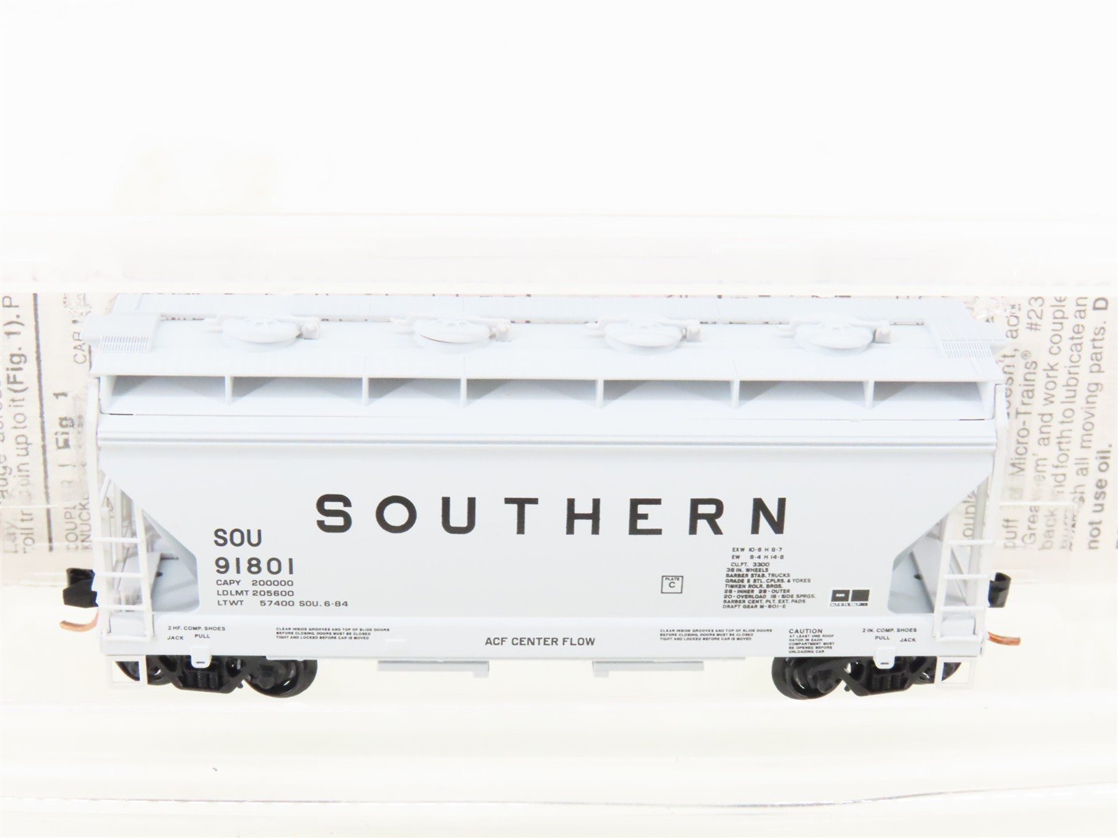 N Scale Micro-Trains MTL 92120 SOU Southern 2-Bay Covered Hopper #91801