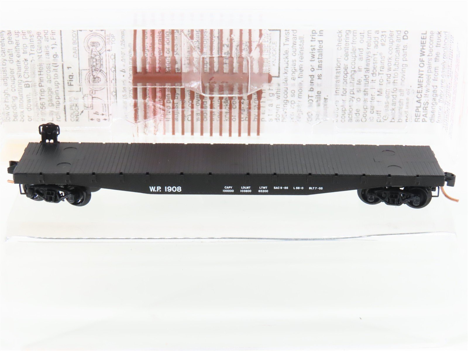 N Scale Micro-Trains MTL 45230 WP Western Pacific Railroad 50' Flat Car #1908