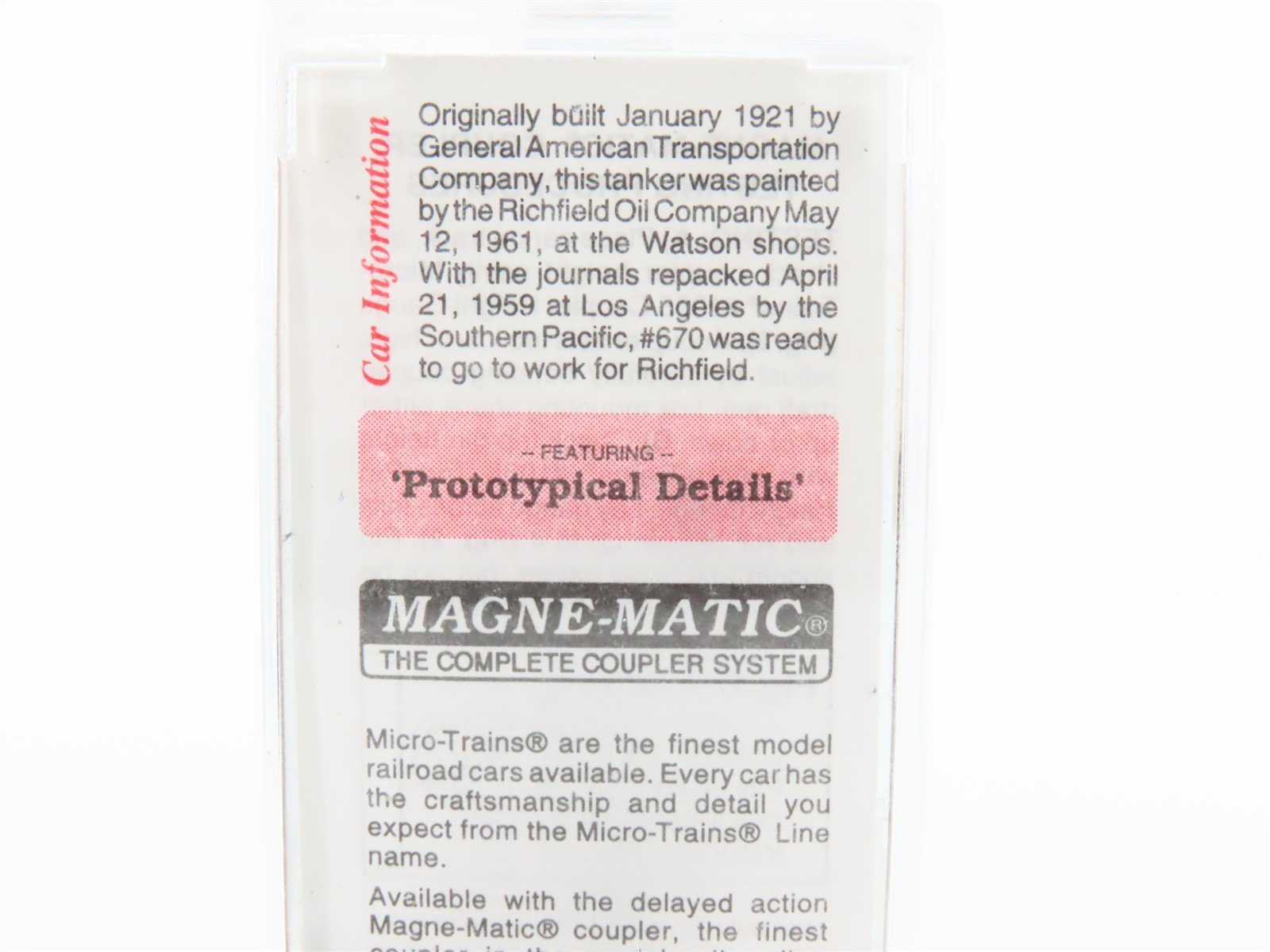 N Scale Micro-Trains MTL 65430 ROX Richfield Single Dome Tank Car #670