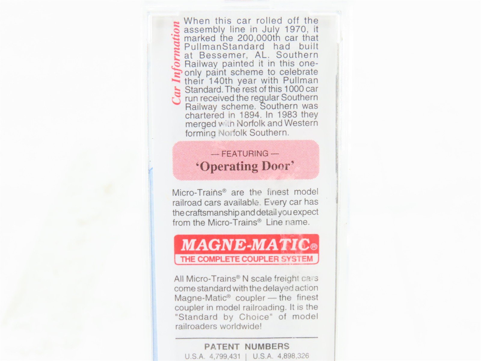 N Scale Micro-Trains MTL 25610 Southern Railway 50' Rib Side Box Car #550555