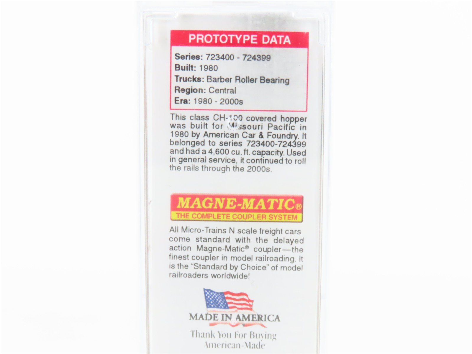 N Micro-Trains MTL 09444190 MP Mo-Pac 3-Bay Covered Hopper #723441 - Weathered