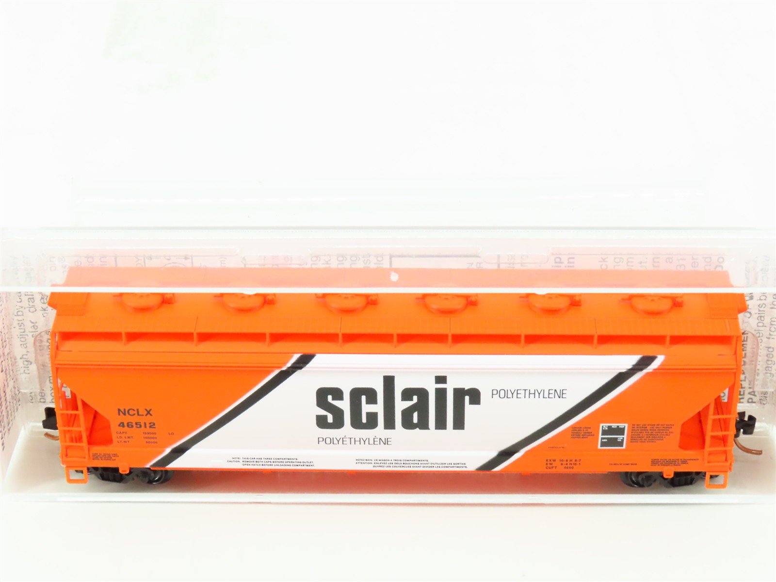 N Scale Micro-Trains MTL 93040 NCLX Sclair 3-Bay Covered Hopper #46512