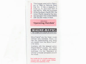 N Scale Micro-Trains MTL 94120 UP Union Pacific 3-Bay Covered Hopper #90802