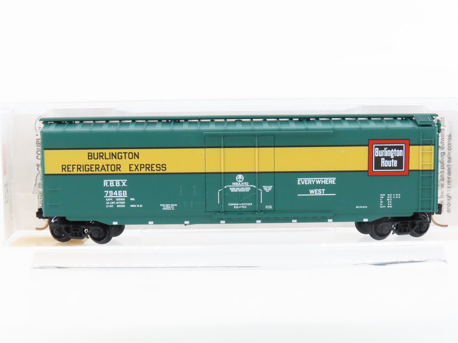 N Scale Micro-Trains MTL 32370 RBBX Burlington Route 50' Plug Door Boxcar #79468