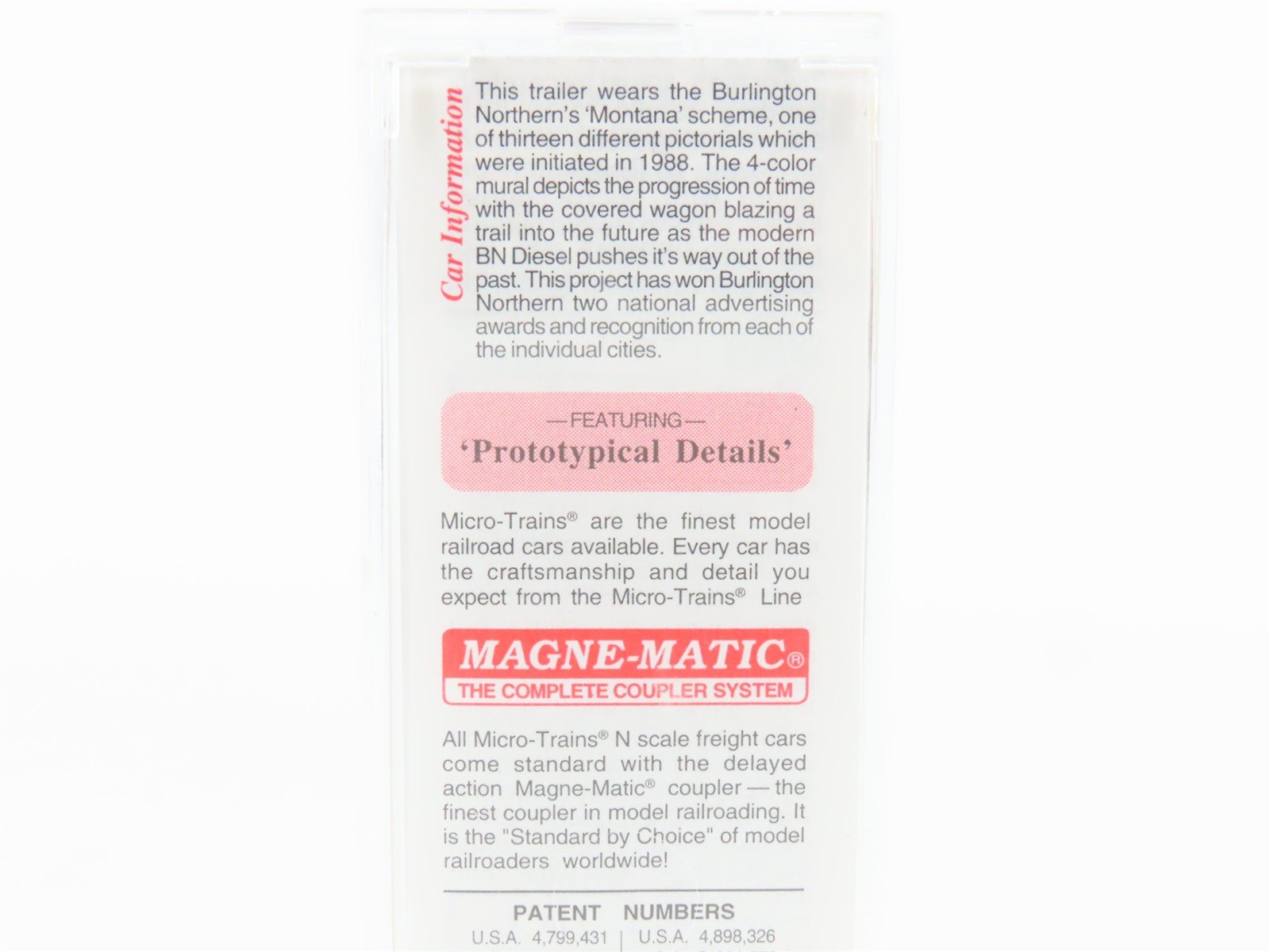 N Scale Micro-Trains MTL 67150 BNZ Burlington Northern 45' Trailer Montana