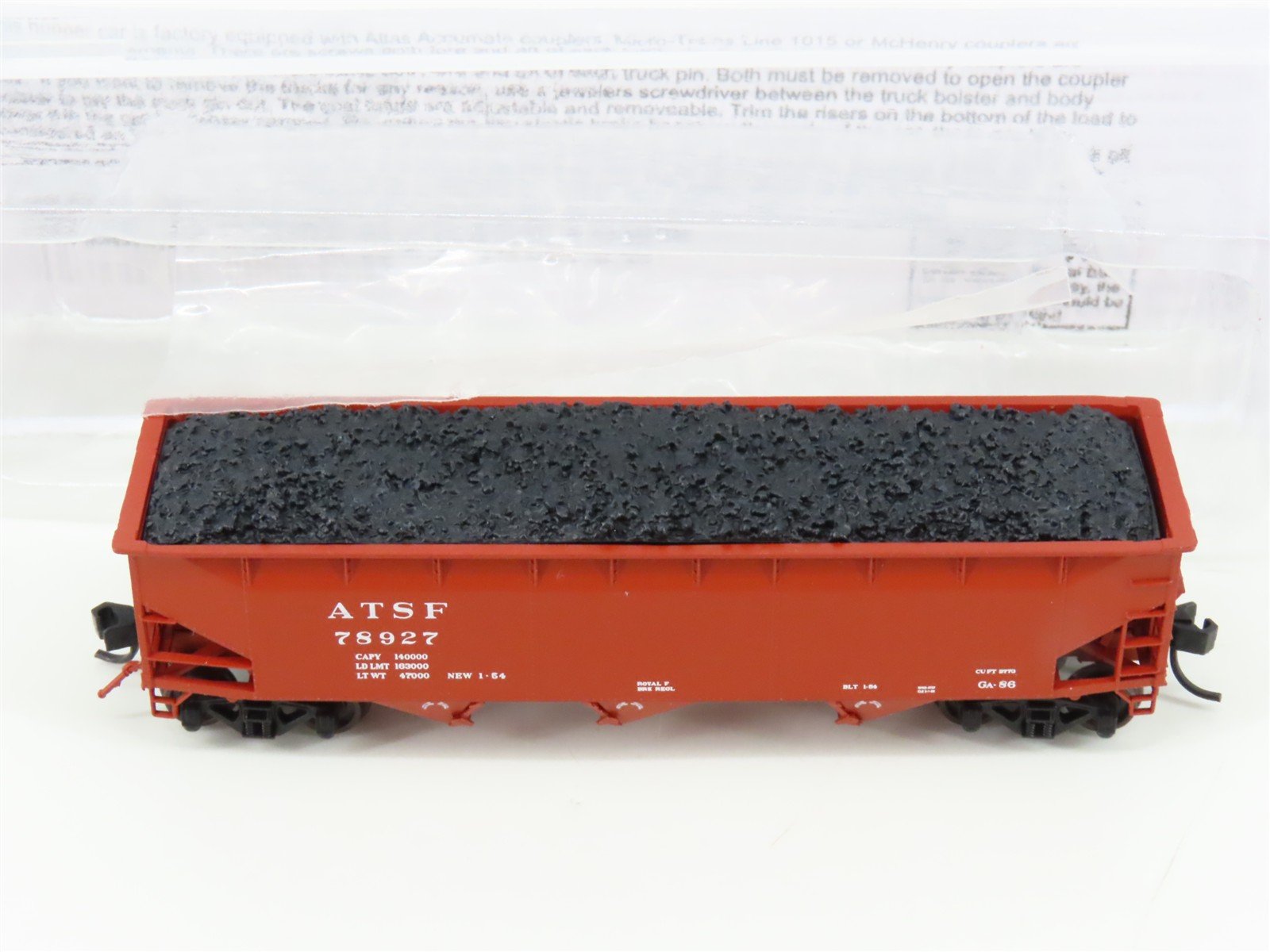 N Scale Bluford Shops 73453 ATSF Santa Fe 3-Bay Hopper #78927 w/ Load
