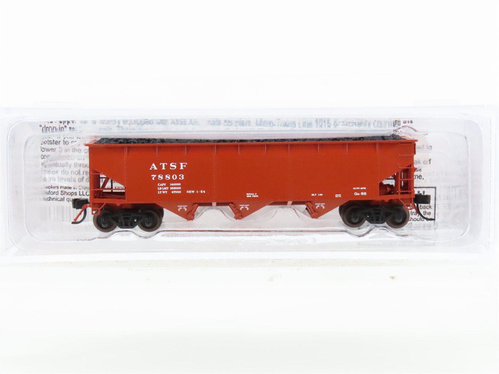 N Scale Bluford Shops BLU12-04 ATSF Santa Fe 3-Bay Hopper #78803 w/ Load