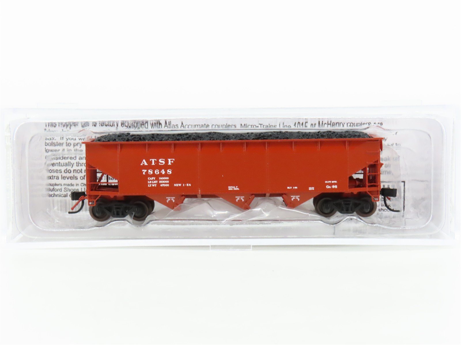N Scale Bluford Shops BLU12-04 ARSF Santa Fe 3-Bay Hopper #78648 w/ Load