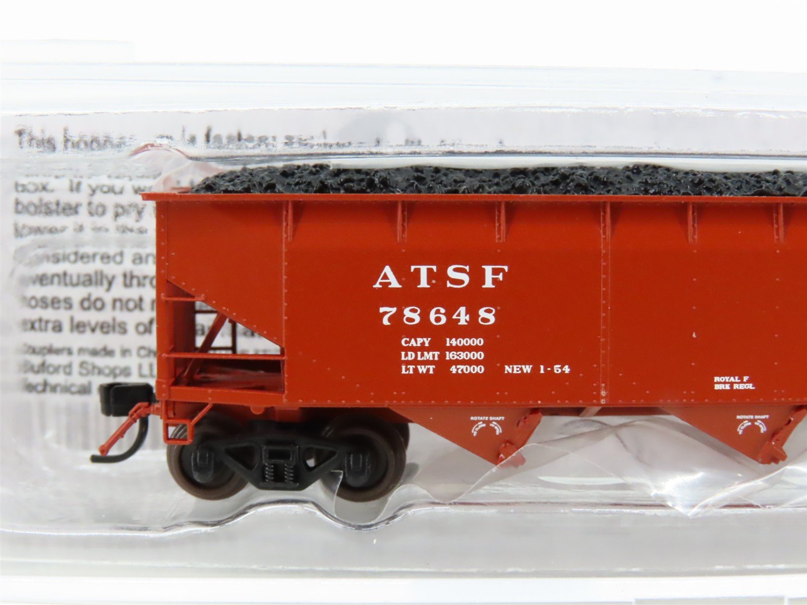 N Scale Bluford Shops BLU12-04 ARSF Santa Fe 3-Bay Hopper #78648 w/ Load