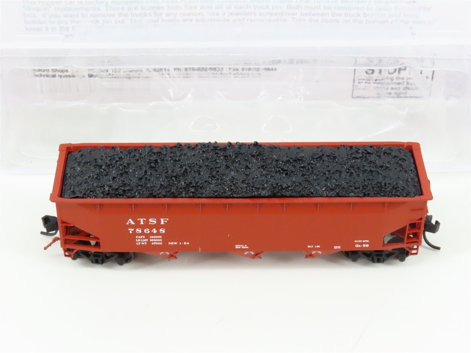 N Scale Bluford Shops BLU12-04 ARSF Santa Fe 3-Bay Hopper #78648 w/ Load