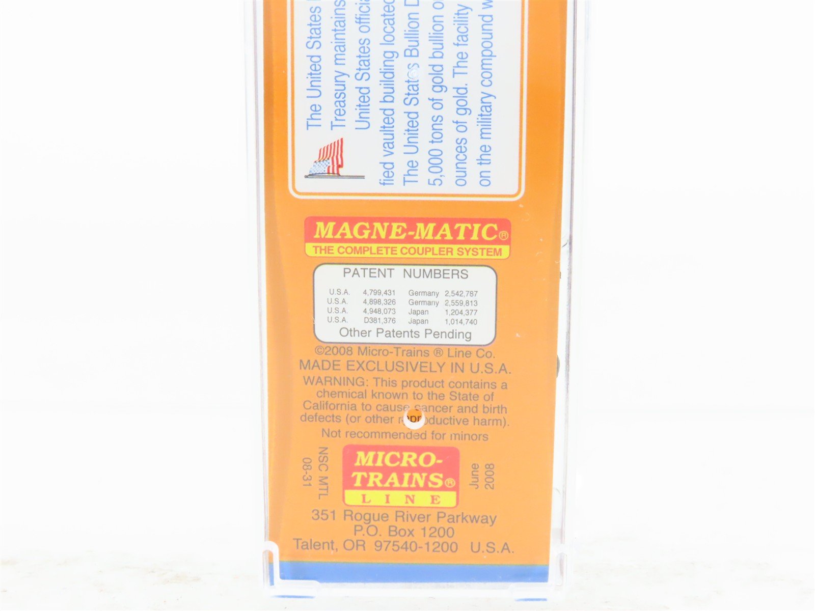 N Scale Micro-Trains NSC MTL 08-31 Fort Knox Gold Preserve Box Car #6445