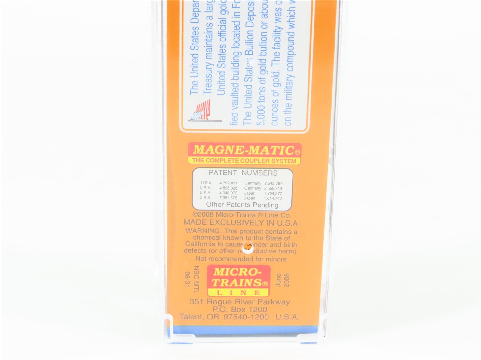 N Scale Micro-Trains NSC MTL 08-31 Fort Knox Gold Preserve Box Car #6445