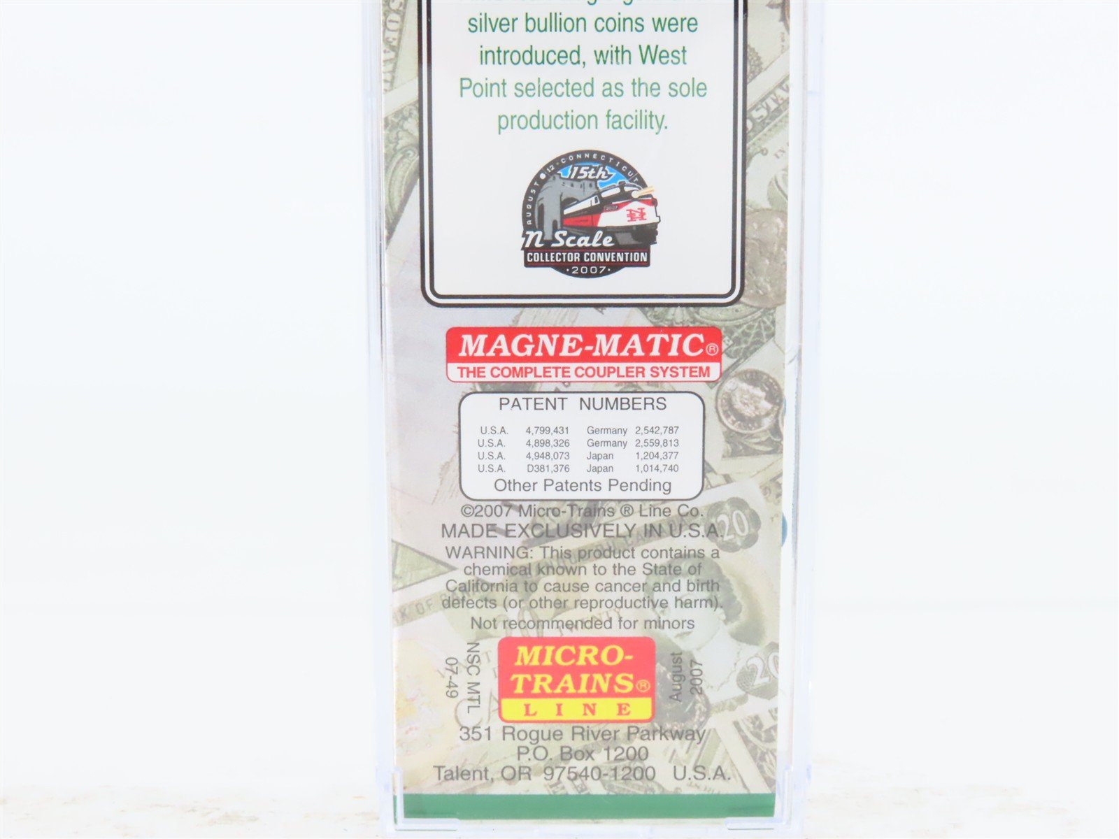 N Scale Micro-Trains NSC MTL 07-49 WPNY West Point Mint Treasury Box Car #1988