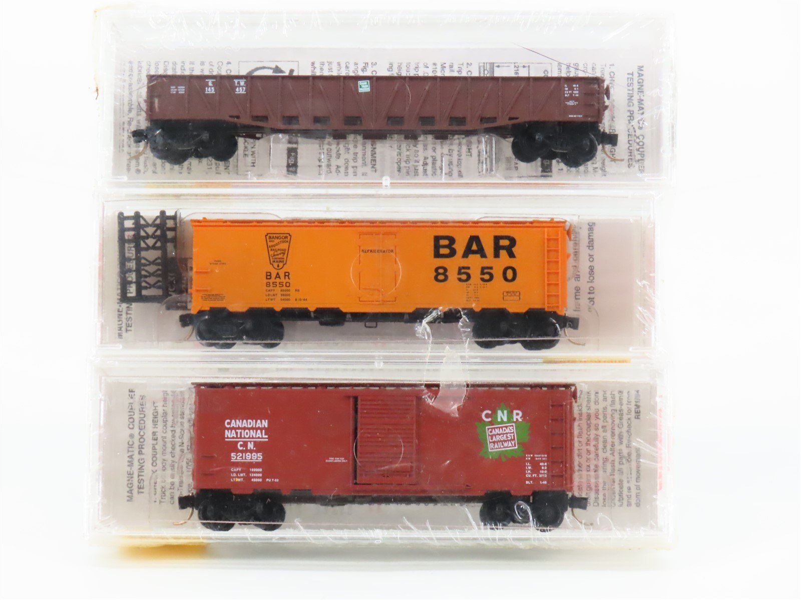N Scale Micro-Trains MTL GTW BAR CN Box Car, Reefer & Gondola 3-Pack