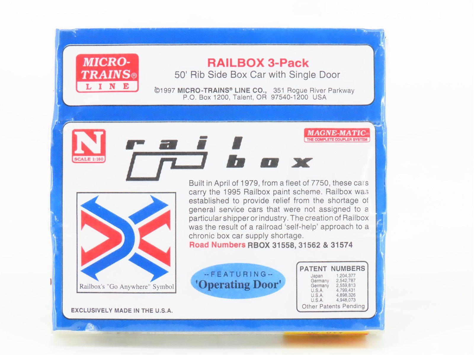N Scale Micro-Trains MTL 25562 RBOX Railbox 50' Rib Side Box Car 3-Pk. SEALED