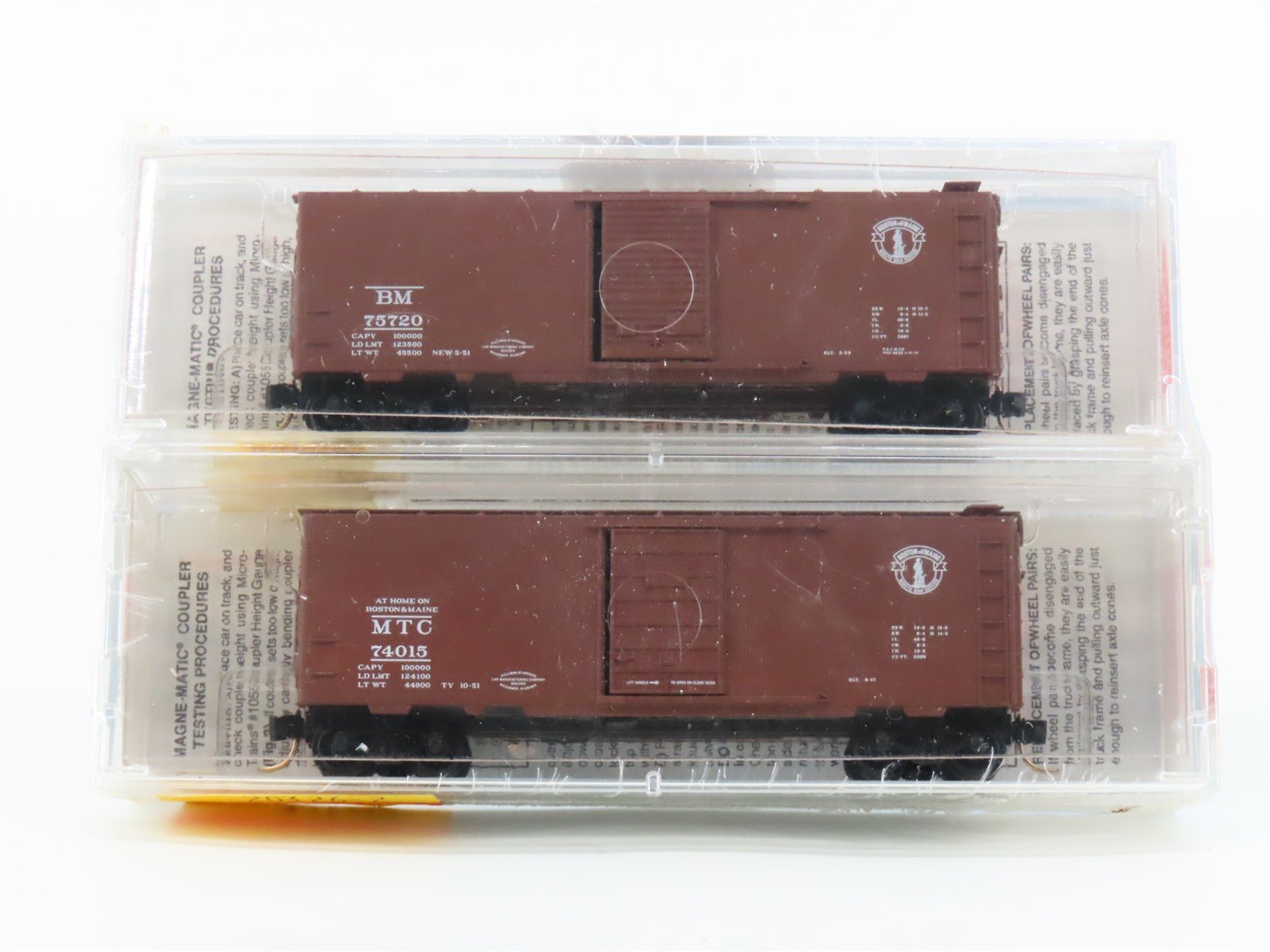 N Micro-Trains MTL 20326-2 MTC BM Boston & Maine 40' Box Car 2-Pack - SEALED