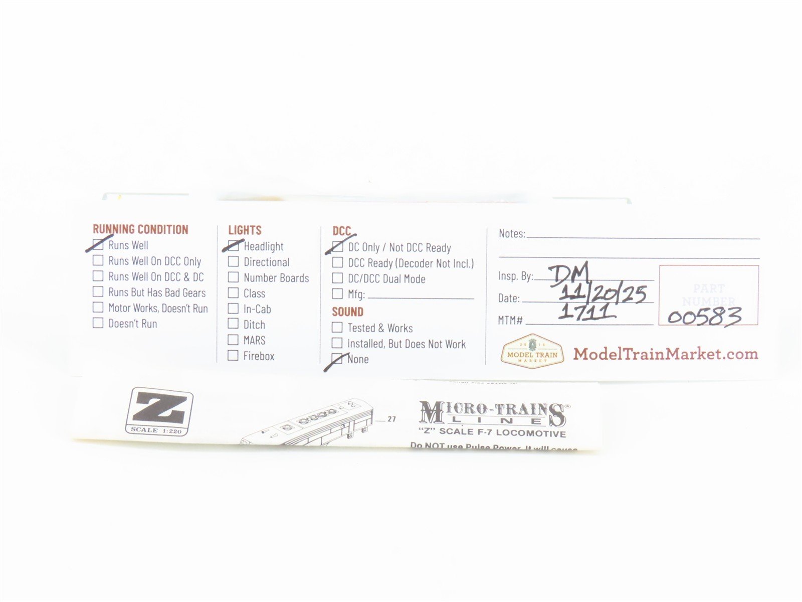 Z Scale Kadee Micro-Trains MTL 14001-2 UP Union Pacific EMD F7A Diesel #1458