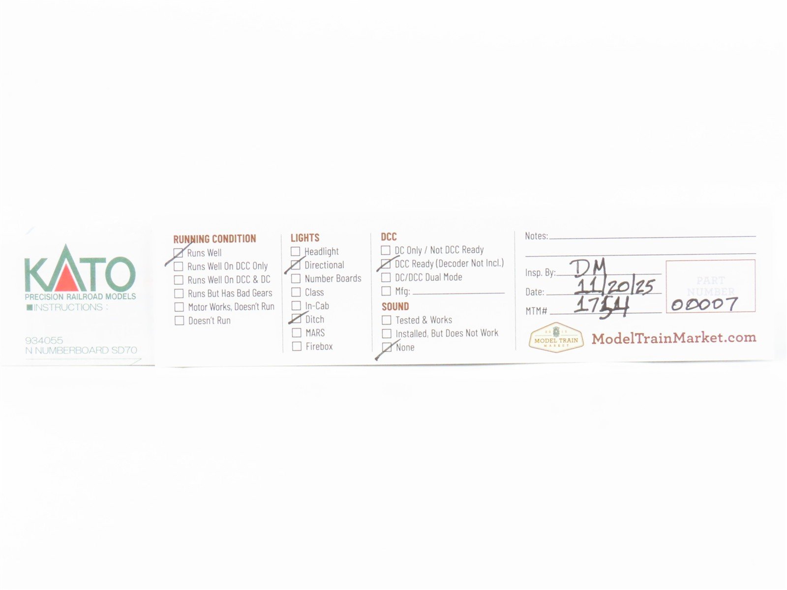 N Scale KATO 176-6305 CR Conrail Quality EMD SD70MAC Diesel #4133 - DCC Ready