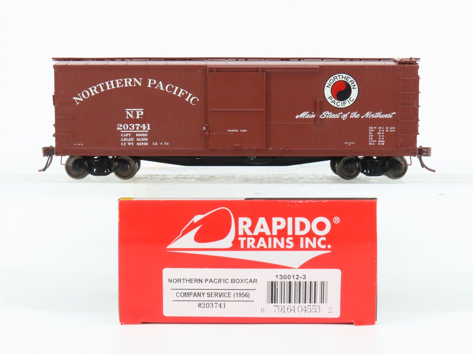 HO Scale Rapido 130012-3 NP "Main Street" 40' Double-Sheathed Box Car #203741