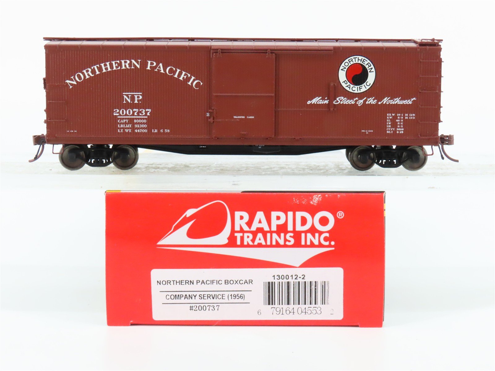 HO Scale Rapido 130012-2 NP "Main Street" 40' Double-Sheathed Box Car #200737