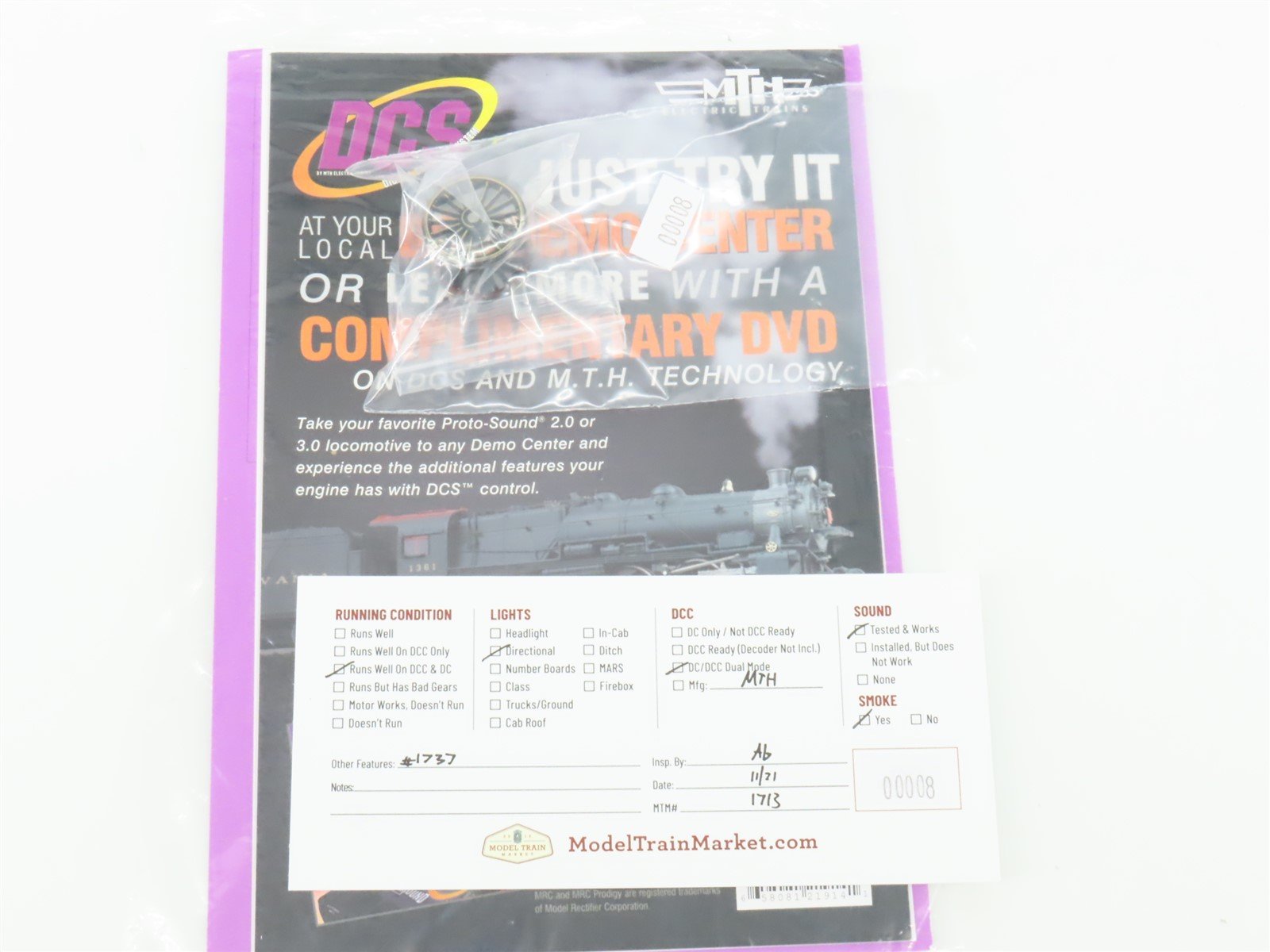 HO Scale MTH 80-3101-1 PRR Pennsylvania 4-6-2 Steam Loco #1737 w/ DCC & Sound