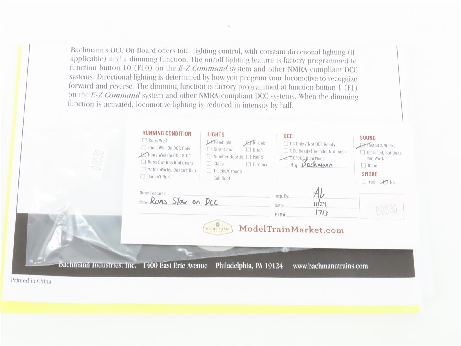 HO Scale Bachmann 81426 NYC Railway Gas Electric Doodlebug #M-204 w/ DCC