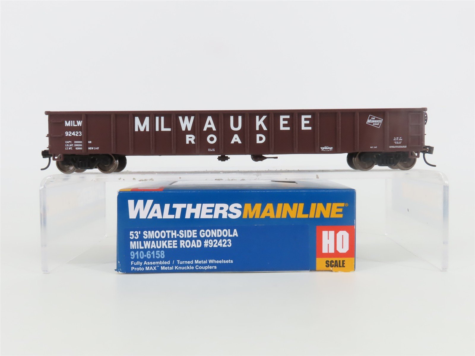 HO Walthers Mainline 910-6158 MILW Milwaukee Road 53' Smooth-Side Gondola #92423