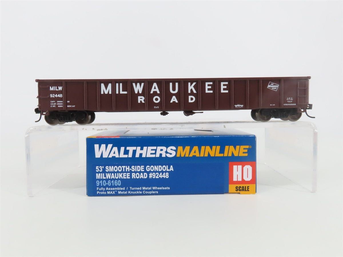 HO Walthers Mainline 910-6160 MILW Milwaukee Road 53&#39; Smooth-Side Gondola #92448
