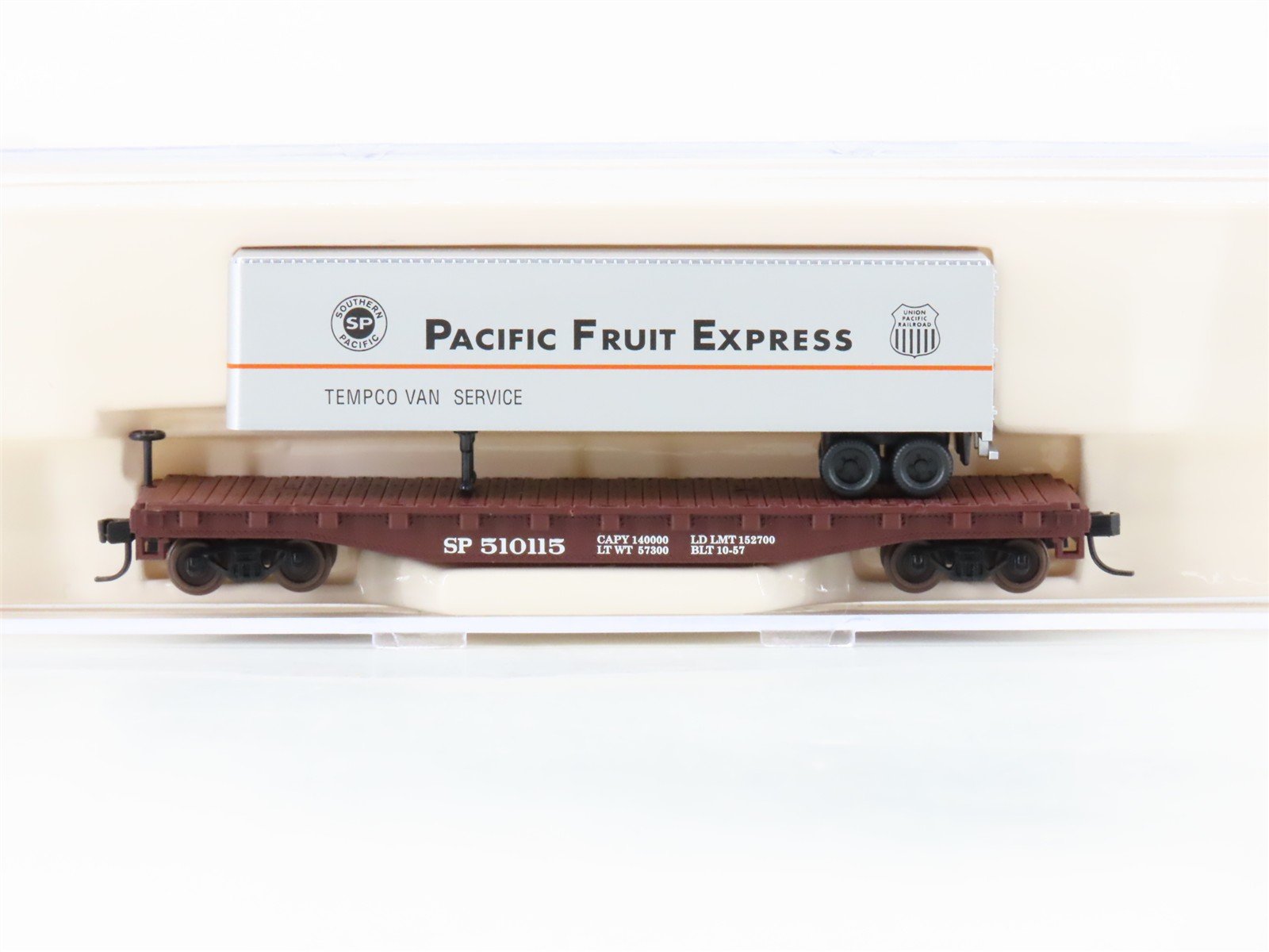 N Scale Atlas 37763 SP Southern Pacific Flat Car #510115 w/ PFE Trailer