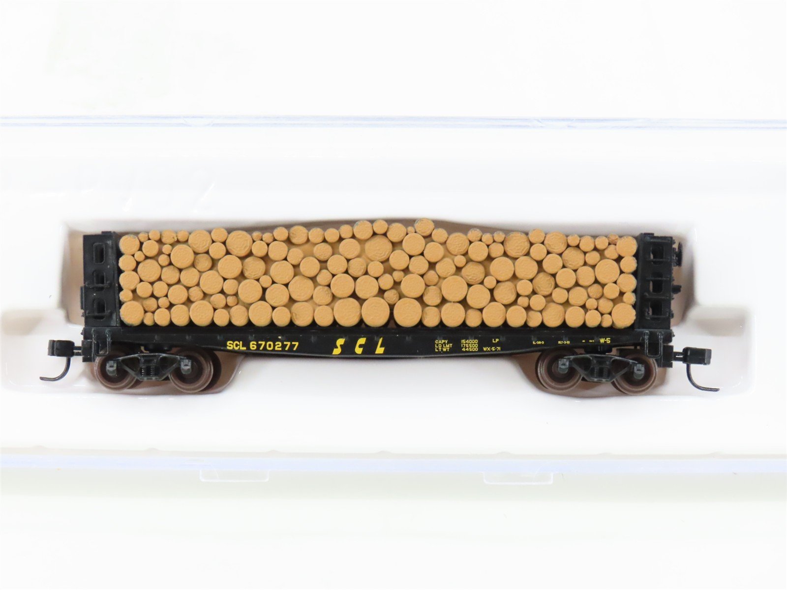 N Scale Atlas 38391 SCL Seaboard Coast Line Pulpwood Flat Car #670277 w/ Load