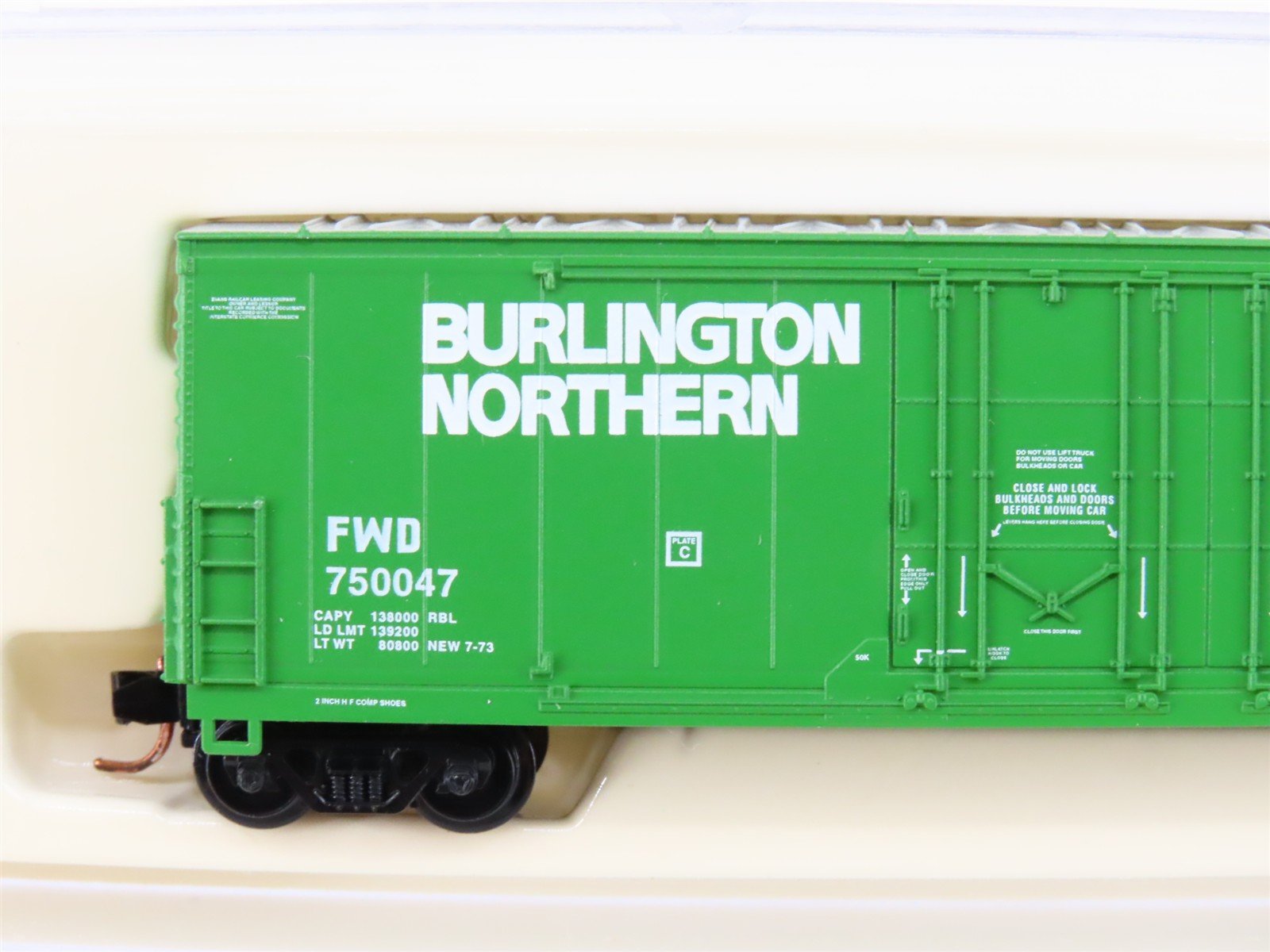 N Scale Atlas 31021 FWD BN Burlington Northern Double Plug Door Box Car #750047