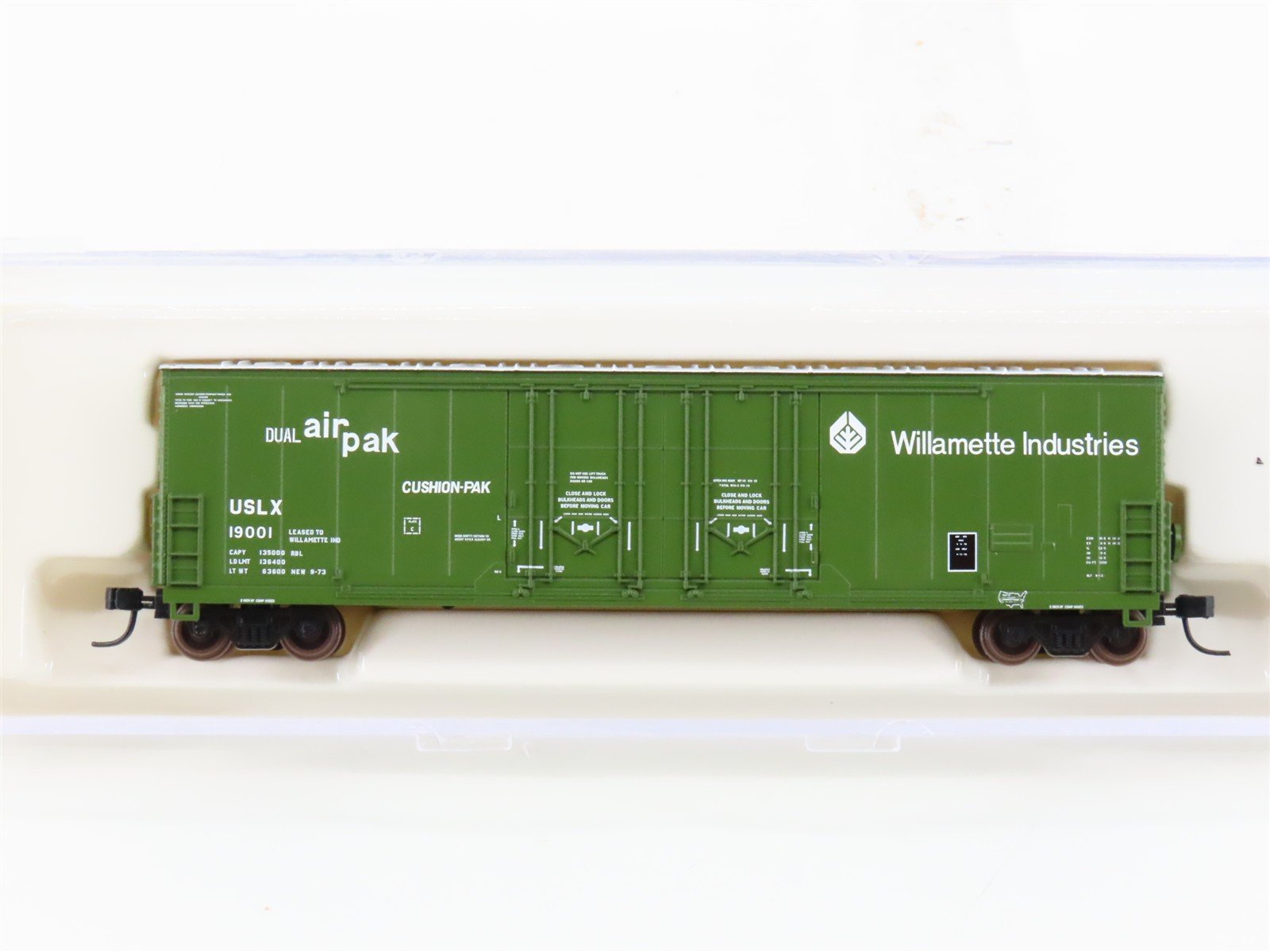 N Atlas 31321 USLX Willamette Industries 53' Double Plug Door Box Car #19001