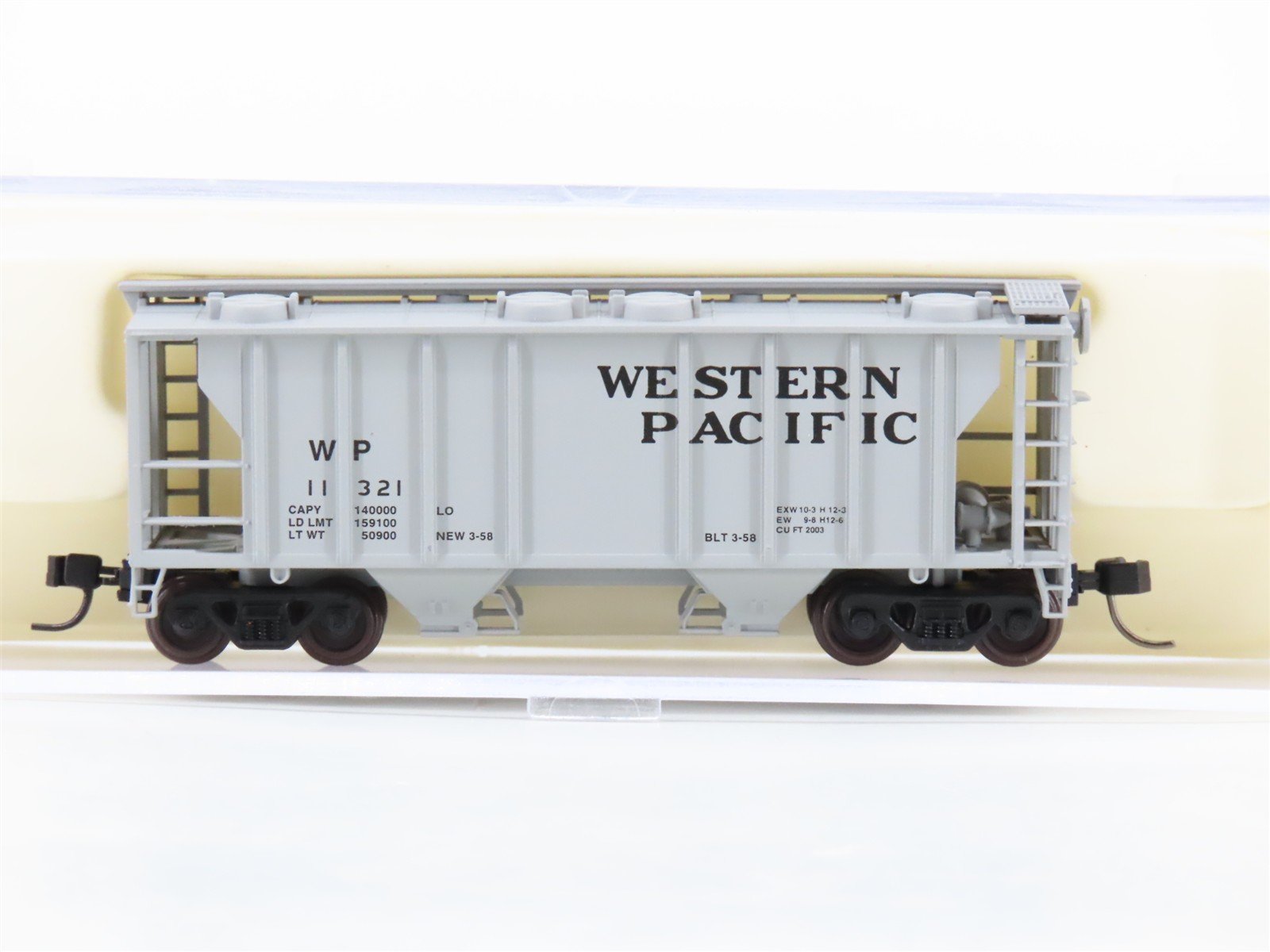 N Scale Atlas 3177 WP Western Pacific Railroad 2-Bay Covered Hopper #11321
