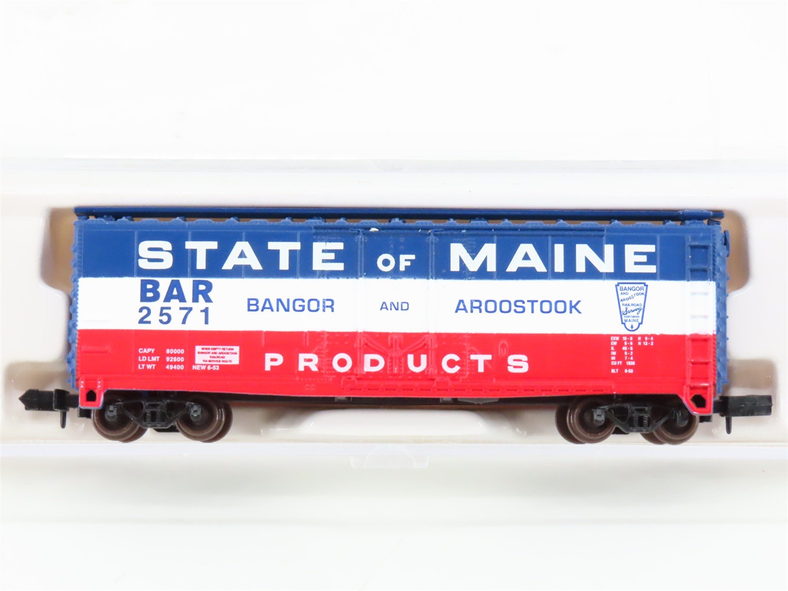 N Scale Atlas 33291 BAR State of Maine 40' Plug Door Box Car #2571