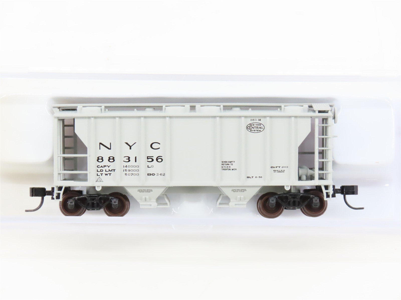 N Scale Atlas Trainman 31977 NYC New York Central 2-Bay Covered Hopper #883156