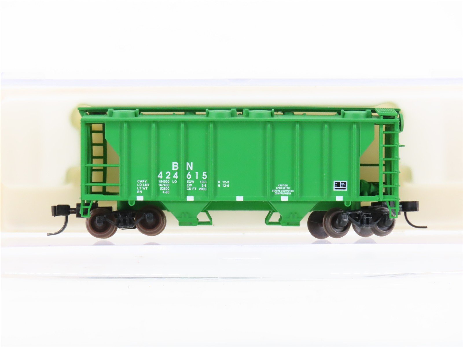 N Scale Atlas 3152 BN Burlington Northern Railroad 2-Bay Covered Hopper #424615