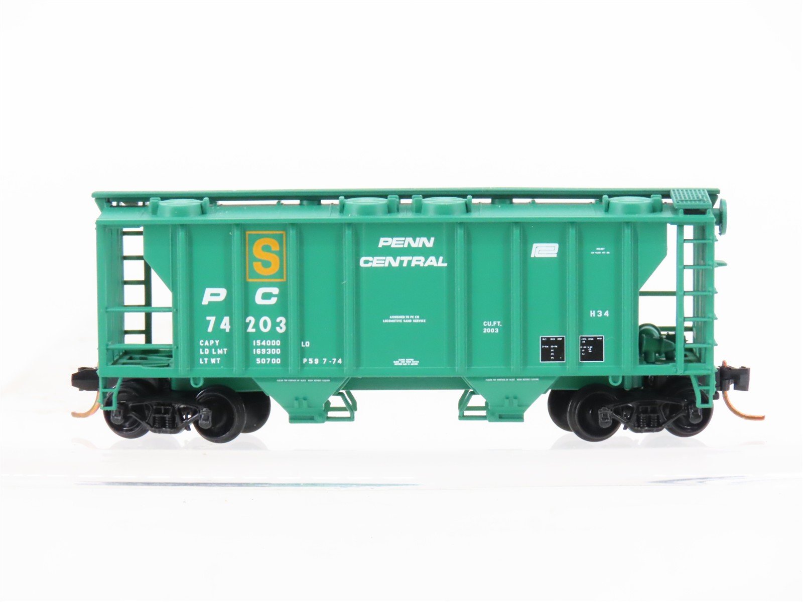 N Scale Atlas 31761 PC Penn Central Railroad 2-Bay Covered Hopper #74203