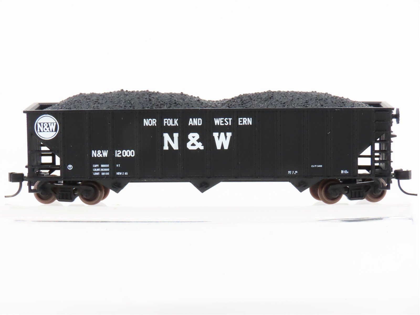 N Scale Atlas Trainman 40453A N&W Norfolk & Western 3-Bay Hopper #12000 w/ Load