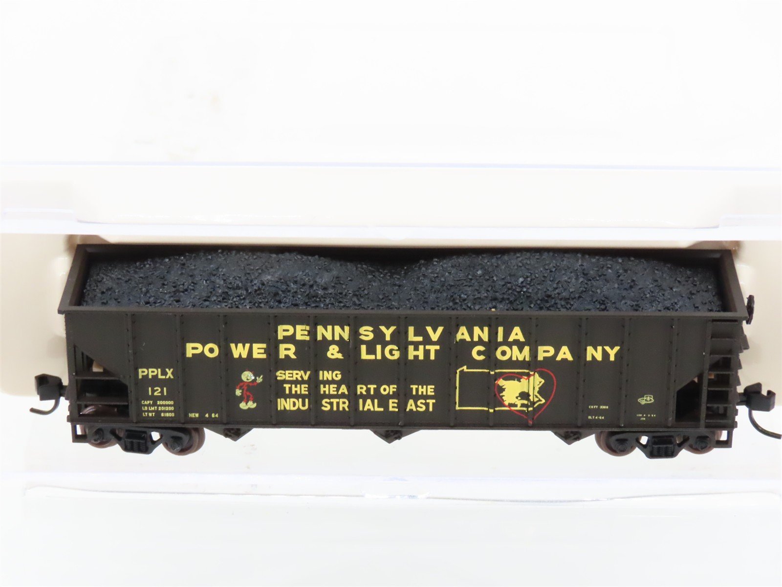 N Scale Atlas 40463 PPLX Pennsylvania Power & Light Company 3-Bay Hopper #121