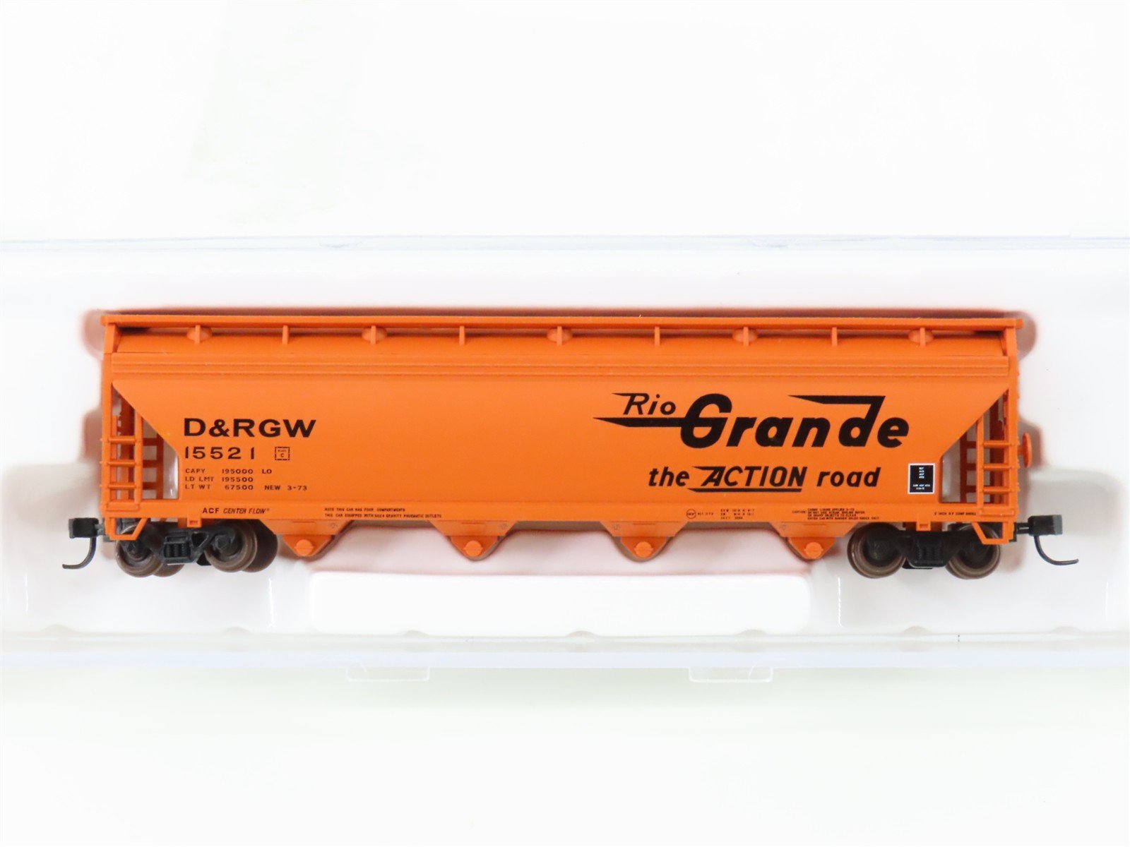 N Scale Atlas 39711 D&RGW Rio Grande Railroad 4-Bay Covered Hopper #15521