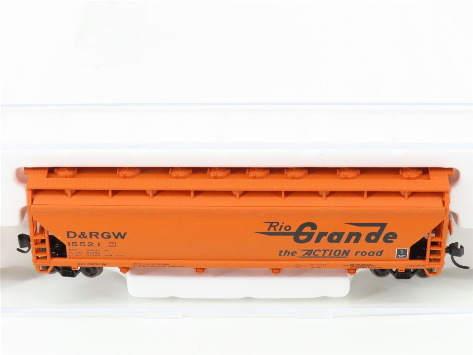 N Scale Atlas 39711 D&RGW Rio Grande Railroad 4-Bay Covered Hopper #15521