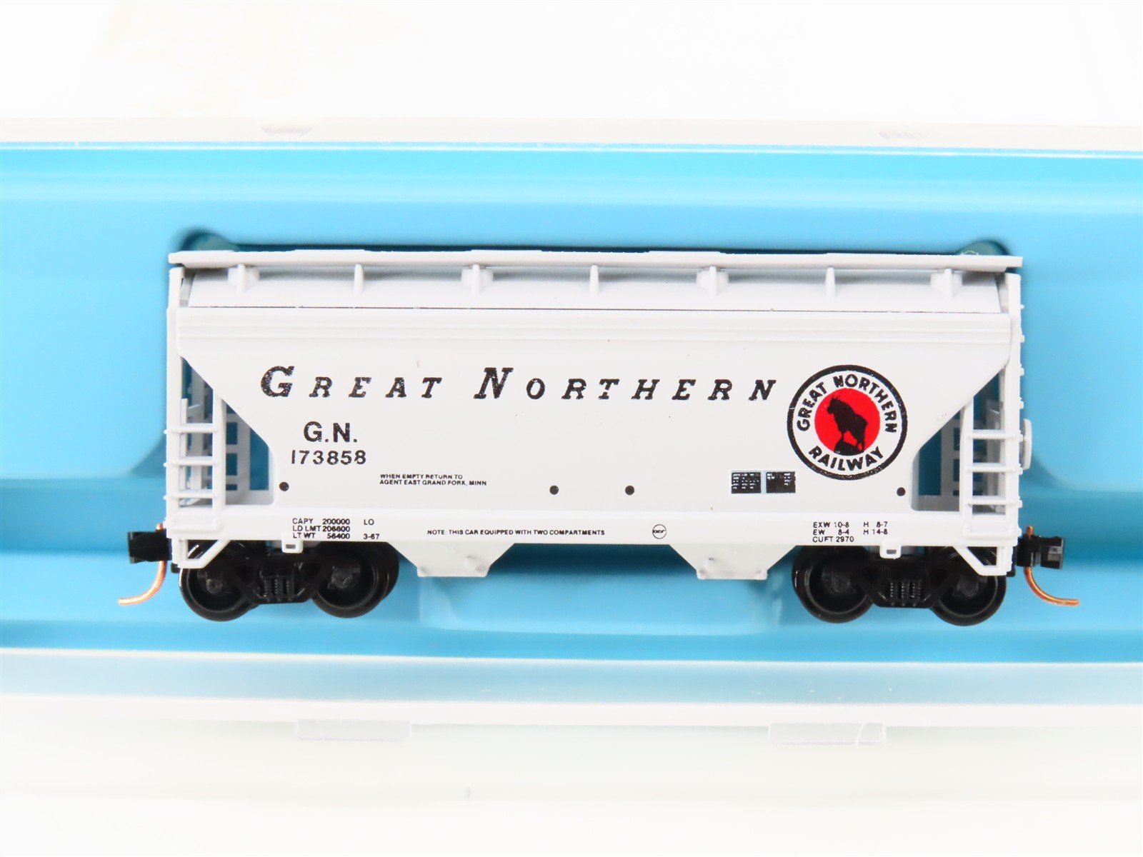 N Scale Atlas 3904 GN Great Northern 2-Bay Centerflow Covered Hopper #173858