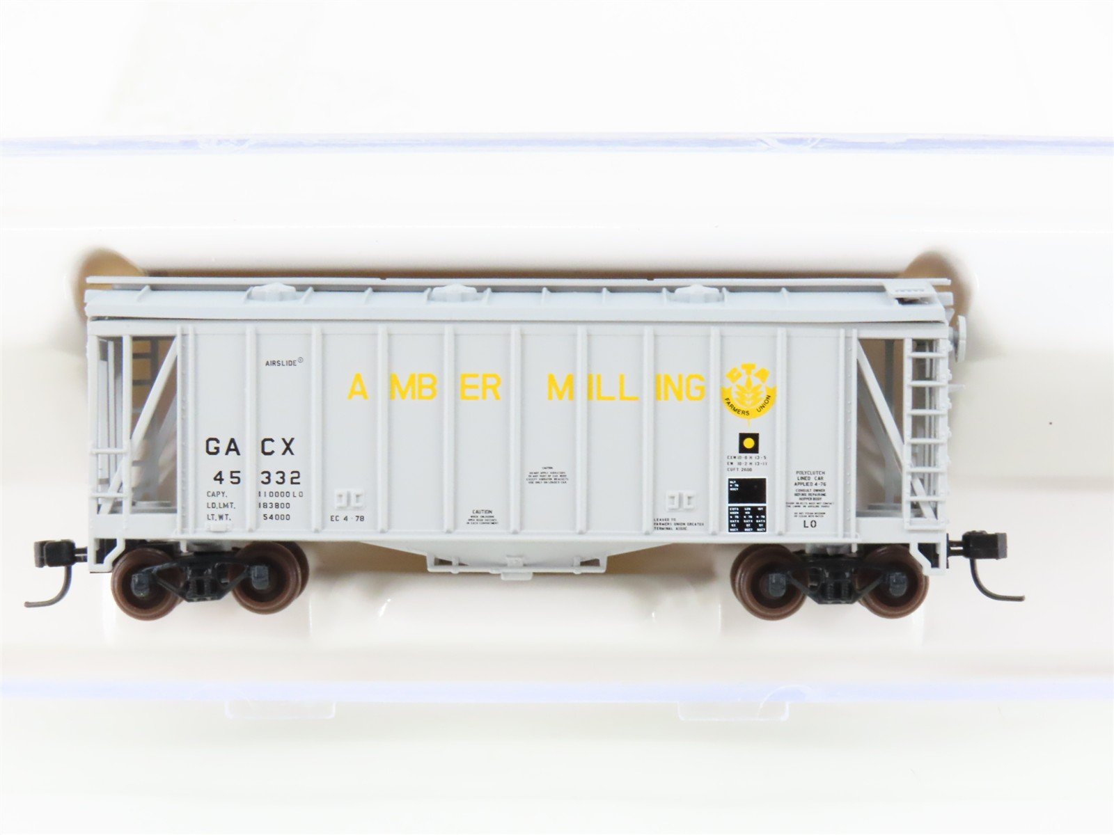 N Scale Atlas 38681 GACX Amber Milling GATX Airslide Covered Hopper #45332