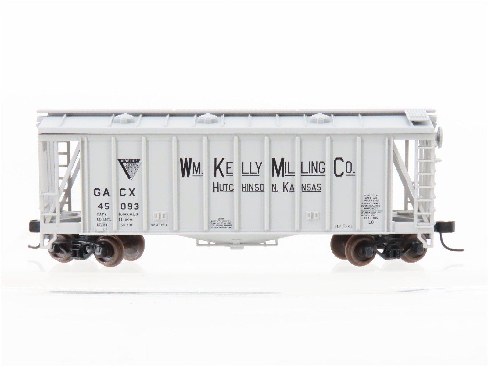 N Scale Atlas 38741 GACX WM Kelly Milling Co GATX Airslide Covered Hopper #45093